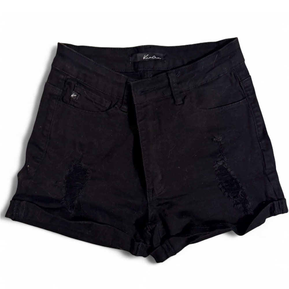 Women's Black Distressed Shorts